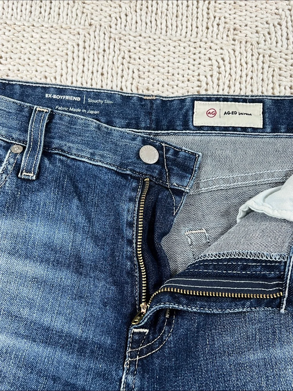 Ag Adriano Goldschmied Women's Blue Washed Ex-Boyfriend Jeans
